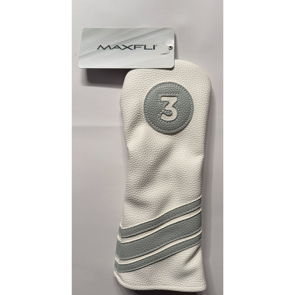 Maxfli PU Leather Fairway Wood Headcover (3) NEW White/Gray